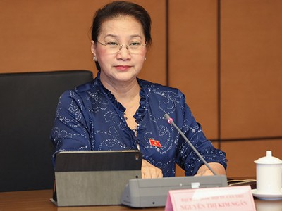 Chủ tịch Quốc hội Nguyễn Thị Kim Ngân phát biểu trong phiên thảo luận chiều 8/6 của Quốc hội - (Ảnh N.Y) 