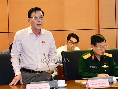 Đại biểu Nguyễn Hồng Vân (Phú Yên) phát biểu tại tổ.