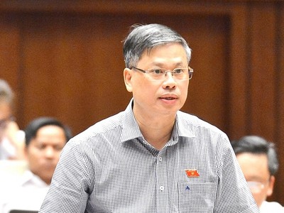 Đại biểu Nguyễn Sỹ Cương (Ninh Thuận) phát biểu tại hội trường.