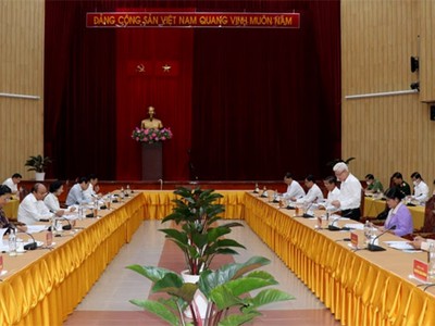 Bộ Chính trị làm việc Đảng bộ tỉnh Bình Phước - (Ảnh: Cống thông tin điện tử tỉnh Bình Phước).