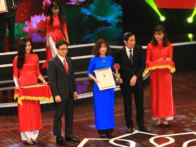 Nhà báo Phong Lan tại Lễ trao giải. Ảnh: Thành Nguyễn.