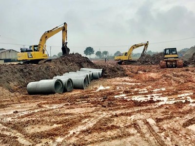 Thực hiện san lấp mặt bằng cụm công nghiệp Minh Phương, huyện Yên Lạc, tỉnh Vĩnh Phúc. Ảnh: Internet.