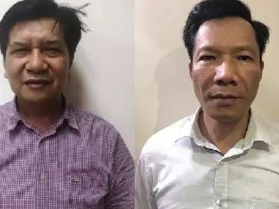 Bị can Trần Ngọc Hà và Vũ Quang Tâm. 