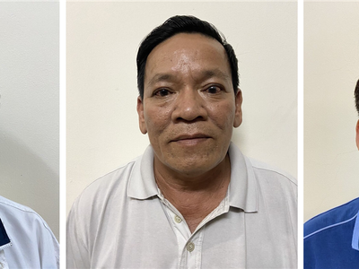 Các bị can Bùi Thế Sơn, Trần Văn Tấn và Đặng Bình Anh Trọng.