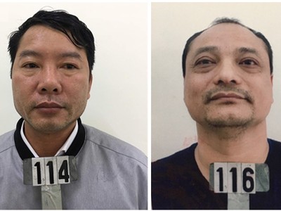 Đối tượng Nguyễn Văn Bắc và Nguyễn Xuân Văn tại cơ quan công an