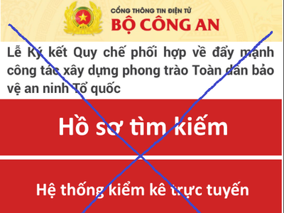 Hinh ảnh trang mạng giả mạo Cổng thông tin điện tử Bộ Công an