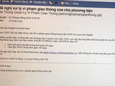 Nội dung thư điện tử từ các đối tượng lừa đảo