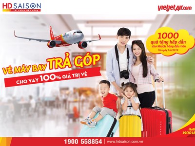 Mua vé máy bay trả góp, nhận quà tặng từ Vietjet và HD SAISON