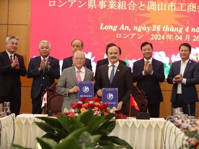 Lễ ký kết biên bản ghi nhớ giữa Hiệp hội doanh nghiệp tỉnh Long An với Hội Công Thương Thành phố Okayama