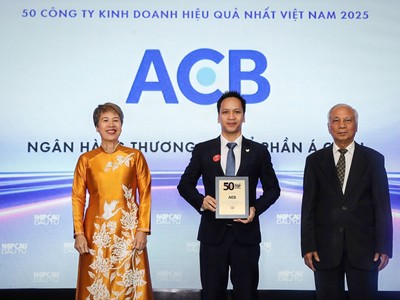 ACB lần thứ 9 liên tiếp được vinh danh trong bảng xếp hạng “50 công ty kinh doanh hiệu quả nhất Việt Nam”.