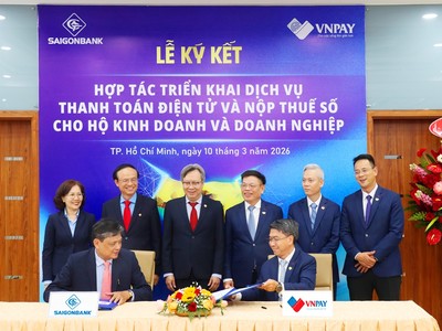 Saigonbank hợp tác VNPAY triển khai dịch vụ thanh toán điện tử và nộp thuế số cho hộ kinh doanh, doanh nghiệp