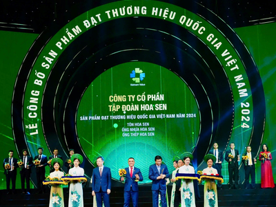 Ông Trần Đình Tài , Quyền Phó TGĐ Tập đoàn Hoa Sen nhận biểu trưng Thương hiệu Quốc gia Việt Nam năm 2024 