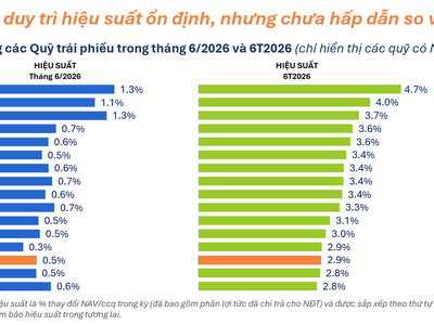Quỹ đầu tư cổ phiếu bị ảnh hưởng thị trường giảm giá, quỹ trái phiếu duy trì mức lợi nhuận ổn định