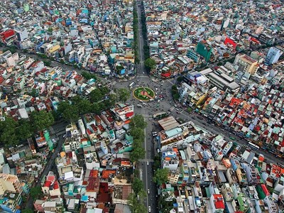Ngã 6 Lý Thái Tổ, thành phố Hồ Chí Minh nhìn từ trên cao. Ảnh: Giản Thanh Sơn/Báo Lao động