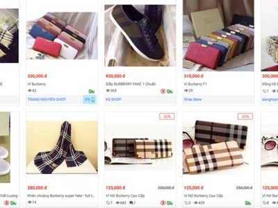 Hàng loạt sản phẩm giả nhãn hiệu Burberry bán trên trang Sendo - Ảnh chụp màn hình