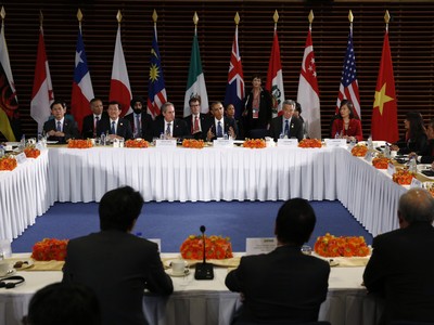 Các lãnh đạo trên bàn đàm phán Hiệp định TPP đầu tháng 10/2015