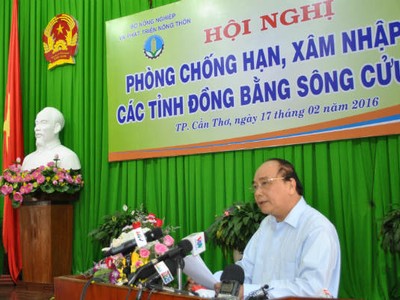 Phó thủ tướng Nguyễn Xuân Phúc phát biểu chỉ đạo tại Hội nghị Phòng chống hạn, xâm nhập mặn vùng ĐBSCL