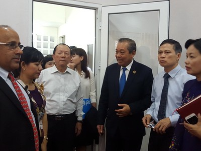 Chánh án Tòa án nhân dân Tối cao Trương Hòa Bình tại buổi ra mắt Tòa Gia đình và người chưa thành niên. Ảnh: Tuổi trẻ