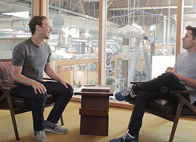 Mark Zuckerberg (trái) trong buổi trò chuyện hôm qua. Ảnh: Y Combinator