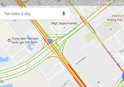 Dữ liệu tình trạng giao thông có ở các tuyến đường lớn. 