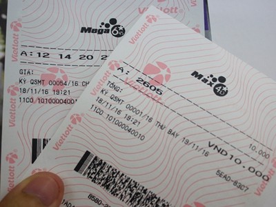 Vé số tự chọn mệnh giá 10.000 đồng theo hình thức Max 4D. Ảnh: Phương Đông.