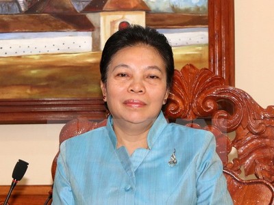 Bà Sounthone Sayachac, Ủy viên Trung ương Đảng, Trưởng Ban Đối ngoại Trung ương Đảng Nhân dân Cách mạng Lào. (Ảnh: Phạm Kiên/TTXVN)