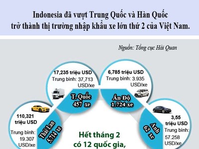 12 thị trường cung cấp ô tô nguyên chiếc vào Việt Nam: Sự bứt phá của Indonesia