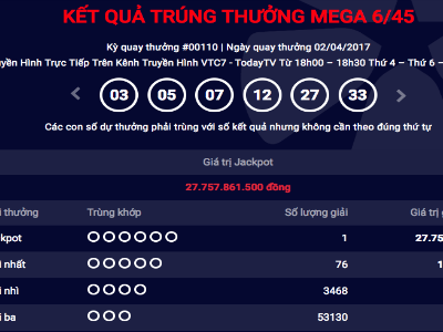 Kỳ quay thưởng Jackpot ngày 2/4 đã có thêm chủ nhân trúng vé số độc đắc. Ảnh chụp màn hình.