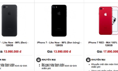 iPhone 7 và 7 Plus qua sử dụng bắt đầu phổ biến và được các cửa hàng xách tay bán như hàng mới, nhưng giá rẻ hơn vài triệu đồng.