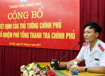 Phó tổng thanh tra Chính phủ Bùi Ngọc Lam trong lễ công bố quyết định ngày 7/8. Ảnh: Thanhtra.gov