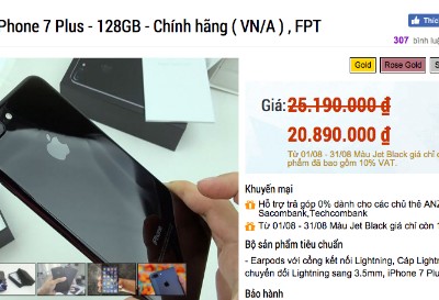 Nhiều cửa hàng giảm giá sâu cho iPhone 7 và 7 Plus, thậm chí, còn giảm thêm cả triệu đồng cho các phiên bản đặc biệt như Jet Black.