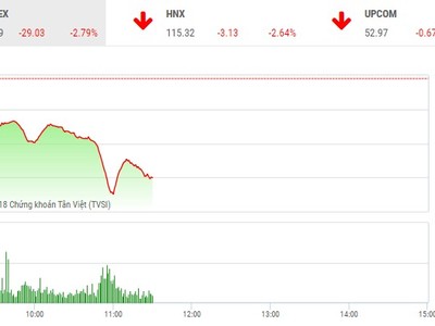 Phiên sáng 12/6: Lực bán ồ ạt, VN-Index lao dốc