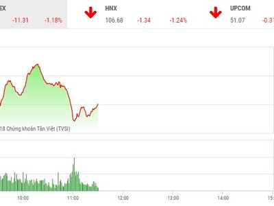 Phiên sáng 16/8: Sắc đỏ áp đảo, VN-Index tiếp tục lùi sâu