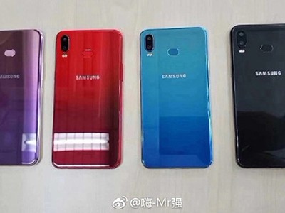 Ảnh được cho là Galaxy A6s với camera kép, mặt lưng nhiều màu.