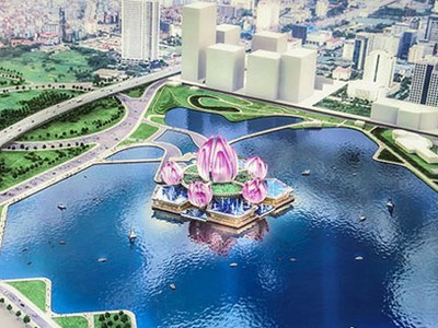 Phối cảnh dự án nhà hát Hoa Sen được giới thiệu tại Hội nghị xúc tiến đầu tư của Hà Nội giữa năm 2016. Ảnh: PK.