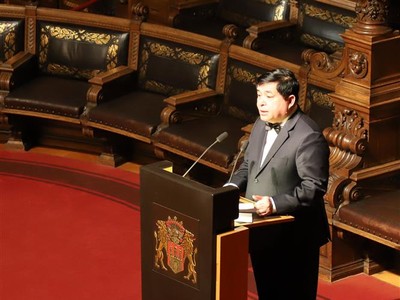 Bộ trưởng Nguyễn Chí Dũng phát biểu tại sự kiện Liebesmahl. Ảnh: Phạm Thắng - PV TTXVN tại Đức.