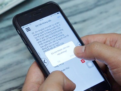 Điều tra viên sử dụng điện thoại thông minh để thu thập số liệu. Ảnh: Tất Định