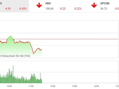 Phiên sáng 9/4: Bluechip chìm trong sắc đỏ, VN-Index quay đầu giảm điểm