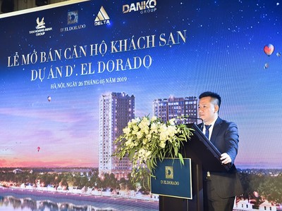 Đại diện Chủ đầu tư Tân Hoàng Minh phát biểu tại buổi lễ.