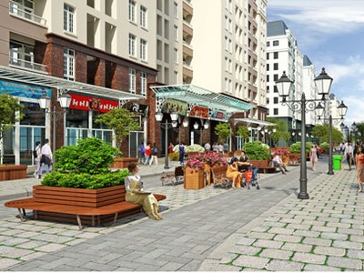 Phối cảnh khu nhà ở giãn dân phố cổ được quận Hoàn Kiếm công bố năm 2015.