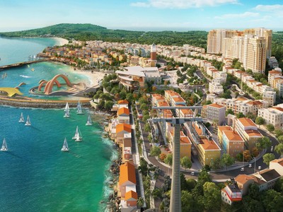 Tổ hợp “Thị trấn Địa Trung Hải” ở bờ Tây Nam Phú Quốc hút giới đầu tư bất chấp dịch bệnh. (Ảnh phối cảnh, mang tính minh họa).