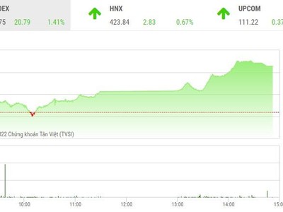 Giao dịch chứng khoán phiên chiều 15/2: Hồi phục sau cú sụt bất ngờ, VN-Index tăng hơn 20 điểm
