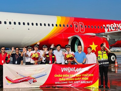 Vietjet (VJC) tiếp tục nhận tàu bay ngày đầu năm mới