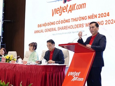 Vietjet (VJC) đặt kế hoạch vận chuyển 27 triệu lượt khách năm 2024, chia cổ tức 25%