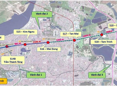 Bình đồ hướng tuyến metro số 3, ga Hà Nội - Hoàng Mai.