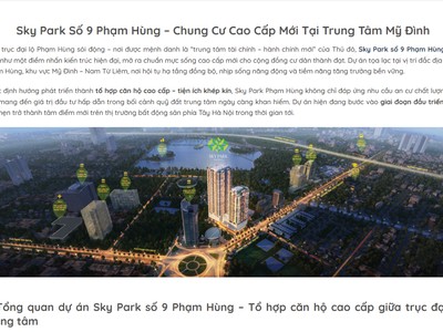 Thông tin giới thiệu dự án căn hộ tại số 9 Phạm Hùng trên mạng internet.
