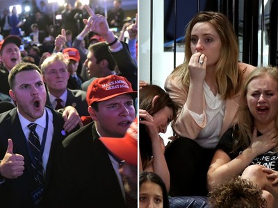 Cận cảnh 2 sắc thái tại bữa tiệc hậu bầu cử tổng thống Mỹ