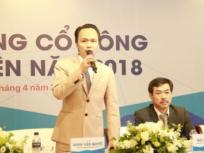 Ông Trịnh Văn Quyết - Chủ tịch HĐQT FLC Faros phát biểu tại ĐHĐCĐ