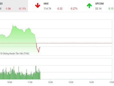Phiên sáng 21/9: Lực bán gia tăng, VN-Index mất điểm cuối phiên