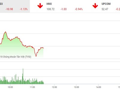 Phiên sáng 15/10: Sắc đỏ lại bao trùm bảng điện tử, VN-Index mất gần 11 điểm